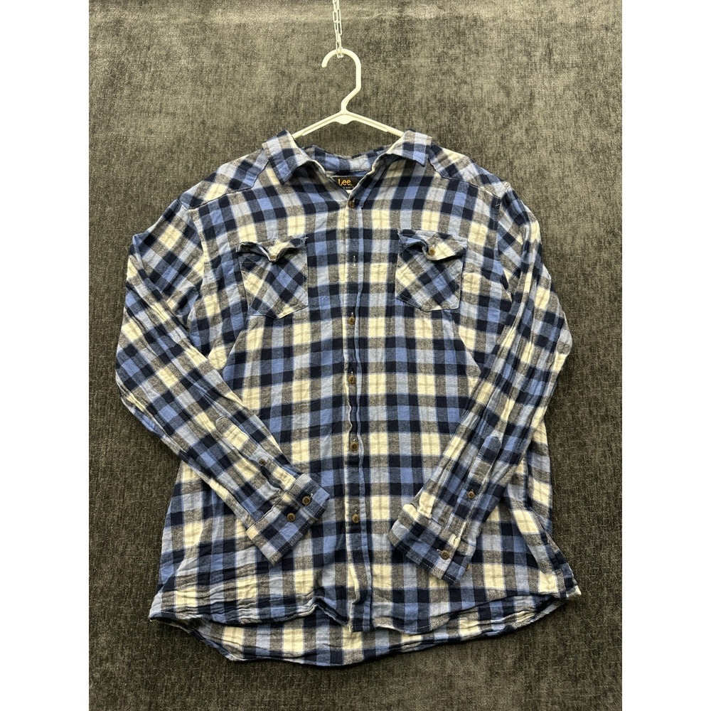 Lee Shirt Mens XL Multicolor Plaid Front Pockets Office Wear Preppy Button Up